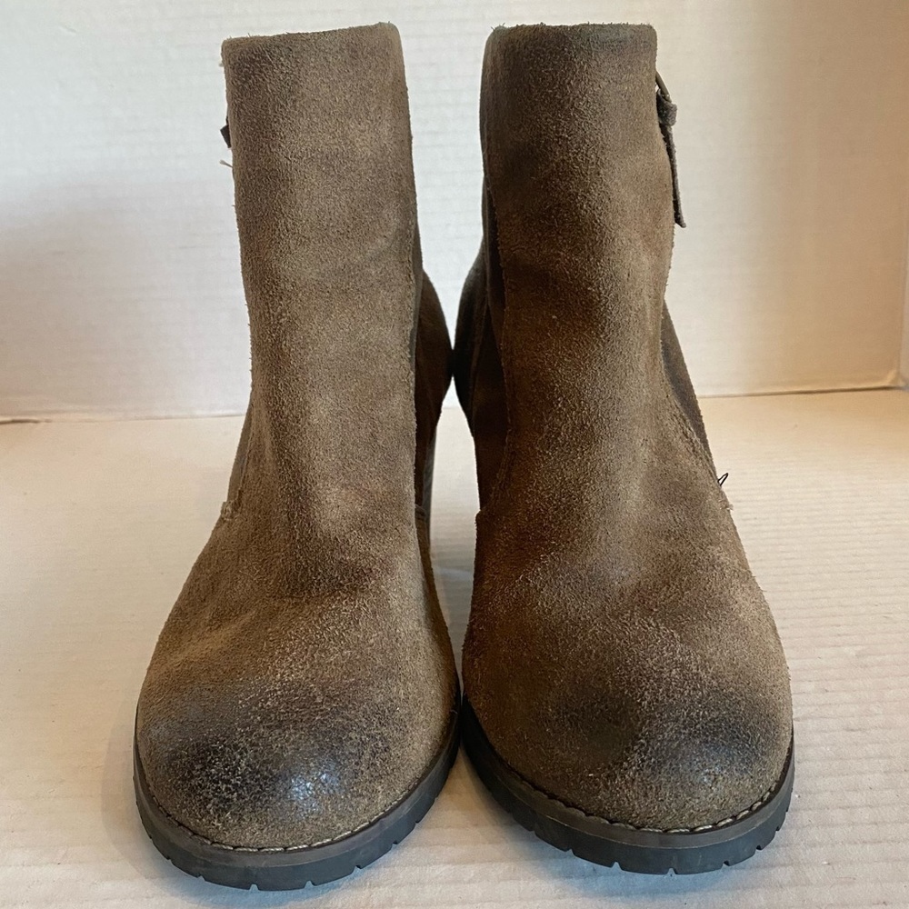 Clarks Indigo Mission Alfa Ankle Booties Boots Shoes Tan Brown Leather Size 6.5